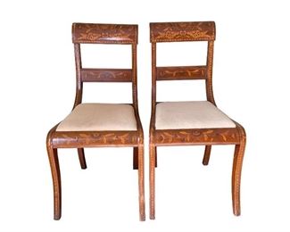 Dutch Marquetry Inlaid Side Chairs