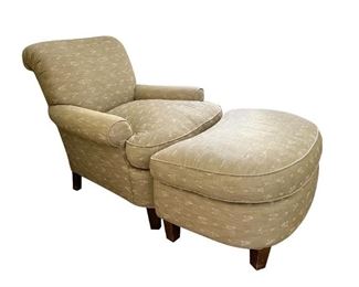 Light Green Floral Chair and Ottoman