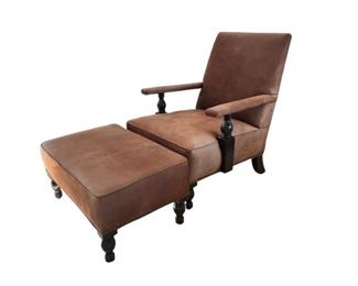 Suede Leather Chair and Ottoman