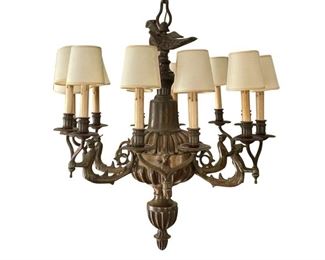 12 Light Bronze Dutch Figural Chandelier