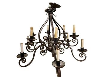 12 Light Iron Scroll Chandelier
