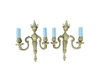 Traditional Double Arm Sconces, Pair