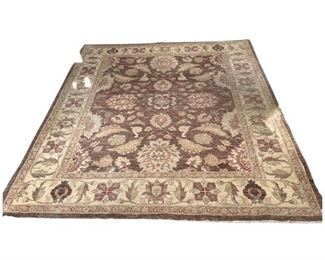 7'3 x 7'8 Brown Floral Oushak Rug