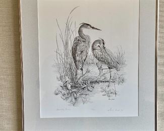 $50 - Maria Morando '86 "Great Blue Herron" signed and numbered 49/400; 22"H x 19 1/4"W 