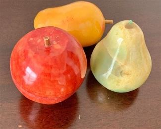 $36 - Set of three stone decorative fruit decor; highest and widest measured - 3"H and 4"W 