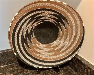 $150 - Handwoven wire decorative basket;  4 1/4" H  x 15" diameter 