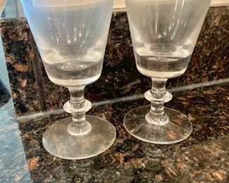 $160 - Set of 8 Val St Lambert "State Plain" hand blown white wine glasses; 5"H x 2 3/4" diameter