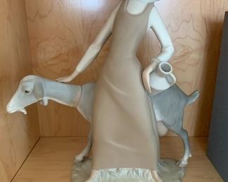 $80 - LLADRO, porcelain #4590; Girl with Goat;  handmade in Spain ;11" H x 9" W