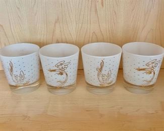 $35 - Fred Press - set of four mid century glasses 3 1/2" H x 3" diameter - see screen shot 