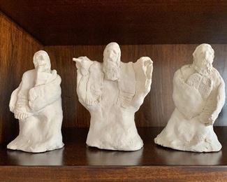 $60 - Sandy Roth, set of three clay figures; 6 1/2" H x 4 3/4" W (highest and widest measured)