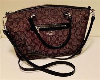 $70 - #6 Small Coach Signature Prairie  jacquard satchel; approx. 13 1/2 in. L x 9 1/2 in. H.; minor discoloration on reverse
