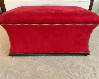 $225 - Kravet furniture Newport Storage bench on wood base.   Ultra suede upholstery with nail head trim.  (material blended polyester felt) Made in USA: 21"H x  40 1/2"W x 26"D