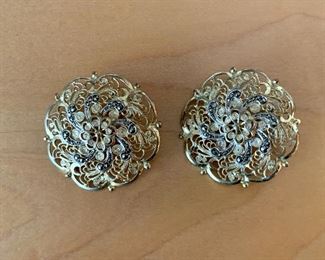 $20 - Vintage Alice Caviness clip on earrings; Jewelry #26; approx. 1 1/4 in. diameter