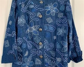 $30 - #18 Draper's and Damon's embroidered denim jacket; size M; 100% cotton