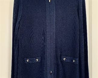 $40 - #19 Misook navy knit zipper jacket; size S