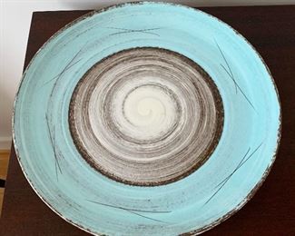 $40 - Signed, Santa Anita Ware, decorative glazed platter; 16 1/2" diameter
