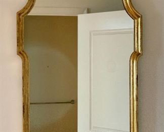 $595 - Fabulous 50's Italian carved wood gilt mirror; 57"H x 28"W x 1 1/2"D 