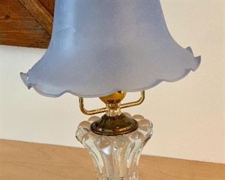 $60 - Glass shade mini table lamp made in Holland; 11 1/4"H x 6 1/2" diameter 
