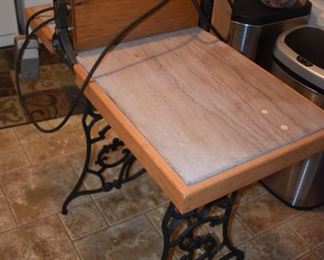 Working and Completely Restored! * Antique Beaten Bisquit Brake!!! (complete with instructions and recipe!                                                                                     
  HISTORY OF A MECHANICAL  BEATEN BISQUIT BRAKE “   
“Beaten biscuits were once so popular that special machines, called beaten biscuits brakes, were manufactured to knead the dough in home kitchens.[5] A beaten biscuit brake typically consists of a pair of steel rollers geared together and operated by a crank, mounted on a small table with a marble top and cast iron legs.” Alvey, R. Gerald (1992). Kentucky Bluegrass country. UP of Mississippi. p. 261. ISBN 978-0-87805-544-9. 

