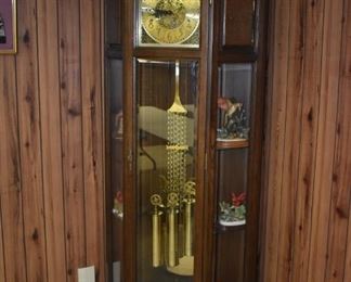 Gorgeous Grandfather Clock ( made in Germany ) with Beautiful Chimes * Accented with Lighted China Cabinet in Excellent Condition!