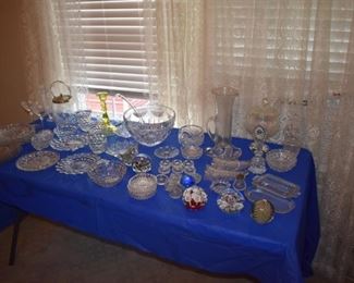Gorgeous Collectible Glassware from Fostoria to Bubble to Cut to Crystal to Salts and Cornucopias and more! plus Vintage Art Glass Paperweight's 