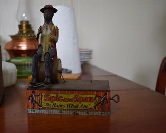 Antique Tin Wind Up Toy, "Spic and Span", "The Hams What I Am" Extremely Rare and missing a few parts to make it complete.