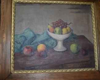 Beautiful Oil Painting of Still Life: Fruit signed by Artist M. Q. G? 