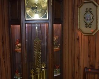 Gorgeous Grandfather Clock ( made in Germany ) with Beautiful Chimes * Accented with Lighted China Cabinet in Excellent Condition!