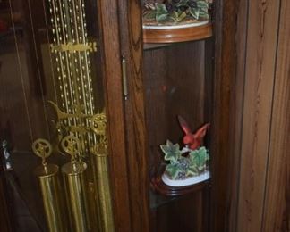 Gorgeous Grandfather Clock ( made in Germany ) with Beautiful Chimes * Accented with Lighted China Cabinet in Excellent Condition!