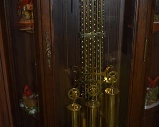 Gorgeous Grandfather Clock ( made in Germany ) with Beautiful Chimes * Accented with Lighted China Cabinet in Excellent Condition!