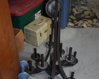 Vintage Black Wrought Iron Chandelier 