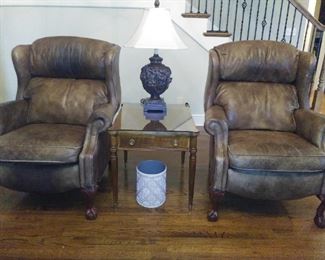 Leather reclining wingback chairs