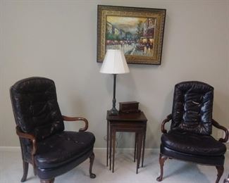 2 leather side chairs