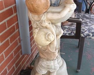 Back of cement garden fountain. 