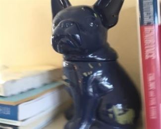 French bulldog in navy treat jar $20