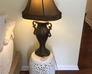 2 of these lamps in master bedroom - $30 each - glass jar table is $45.00