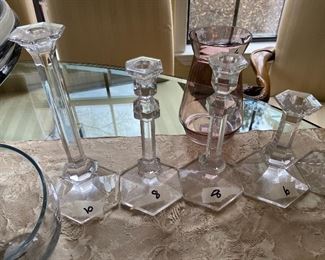 Glass Candlesticks $10, $8, $8, $6, 