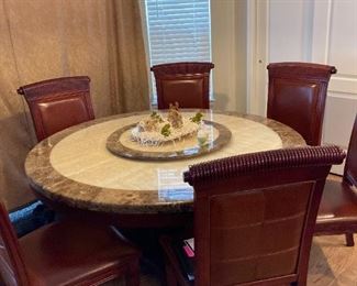 Marble top dining table and chairs