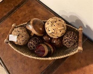 Basket of wooden balls