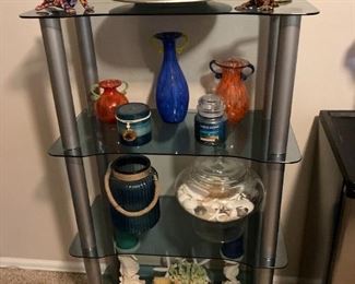 Glass and metal shelves