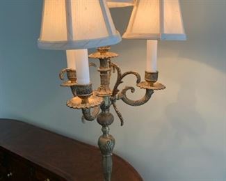 Antique ormolu candelabra converted into a lamp