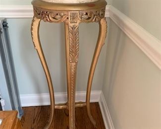 Louis XVI style pedestal, stand with a marble top