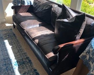 Tommy Bahama Style Bernhardt Leather Brown Sofa - also has a chair.