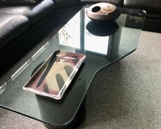 Freeform glass top coffee table 