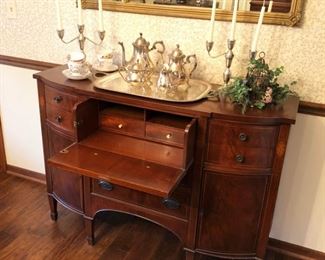 Antique Mahogany Butler's Desk / Server - open