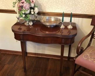 Vintage Game Table with drawer, in closed position