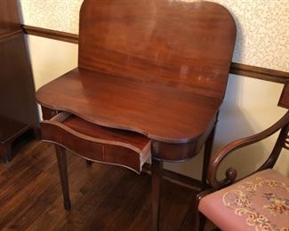 Vintage Game Table with drawer, in open position