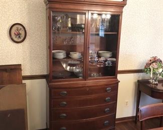 Vintage Bow-Front China Cabinet