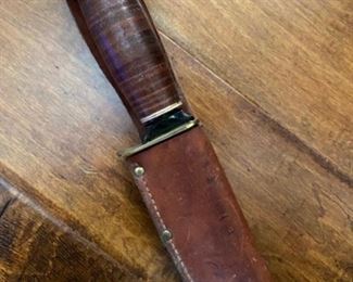 Vintage Craftsman Golden Spike Bowie Knife, Fixed Blade, with Sheath.   See next photo for closeup.