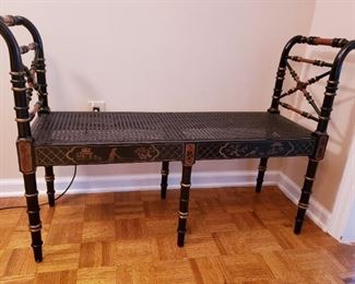 Black Asian cane bench 